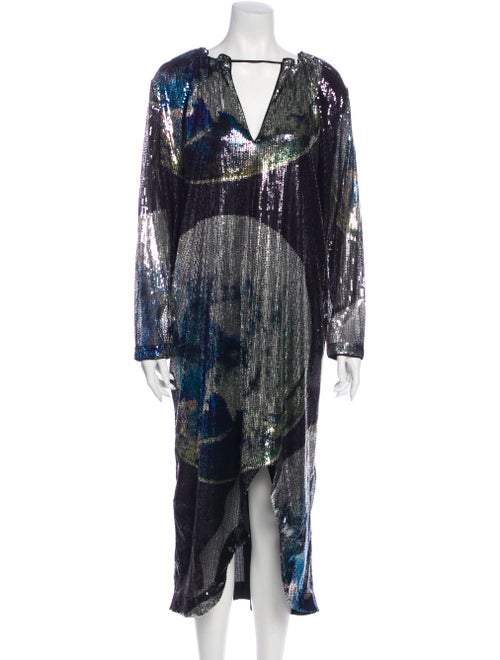 Ganni Printed Long Dress w/ Tags Black
