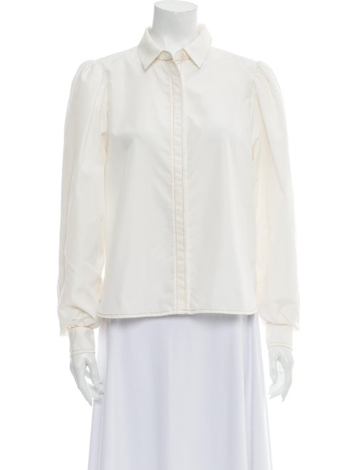 Ganni Long Sleeve Button-Up Top