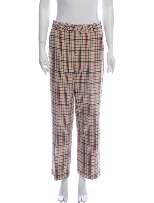 Ganni Plaid Print Wide Leg Pants