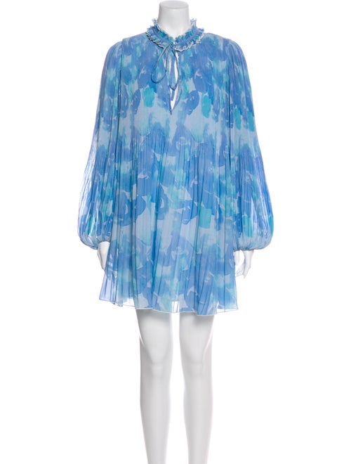 Ganni Printed Mini Dress Blue