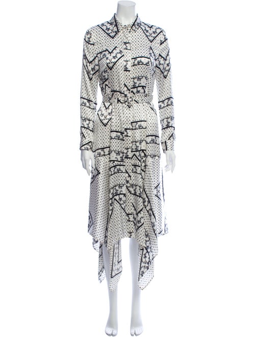 Ganni Silk Midi Length Dress White