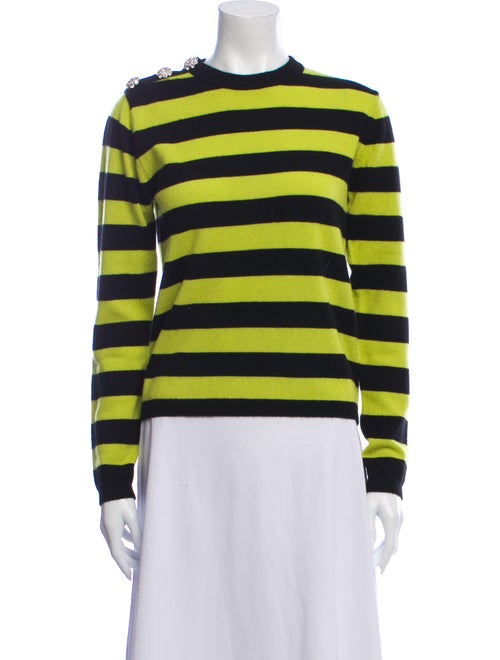 Ganni Cashmere Striped Sweater Green