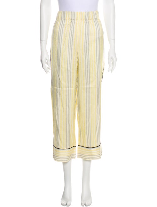 Ganni Silk Striped Pajamas Yellow