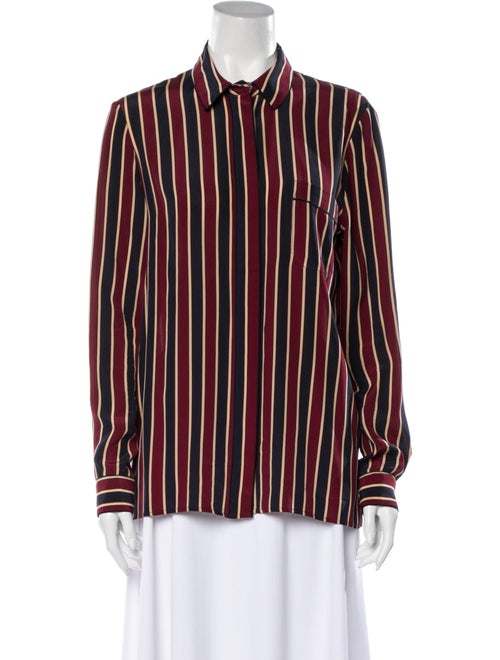 Ganni Silk Stripe Blouse navy