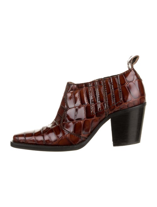 Ganni Embossed Leather Boots Brown