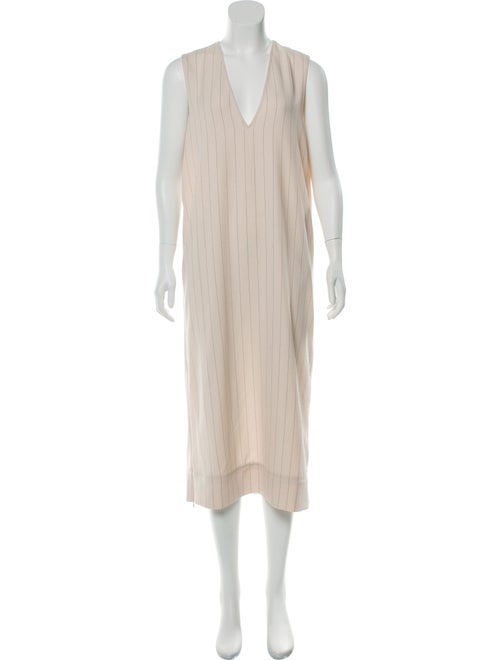 Ganni V-Neck Midi Length Dress White
