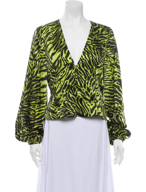 Ganni Silk Printed Blouse Black