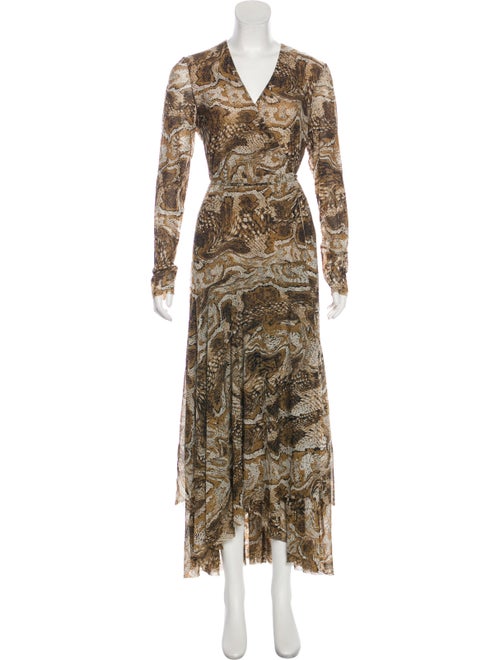 Ganni Printed Long Dress Green