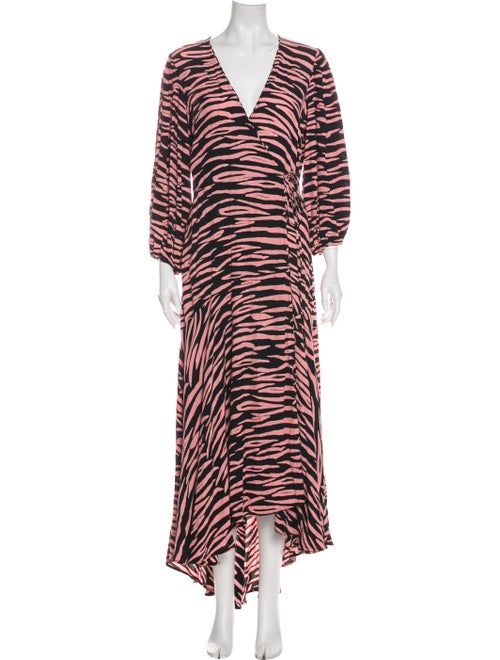 Ganni Animal Print Long Dress Pink