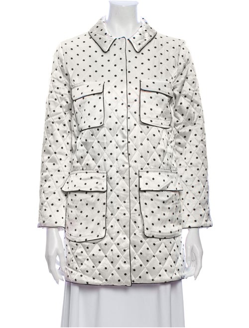 Ganni Polka Dot Print Trench Coat White
