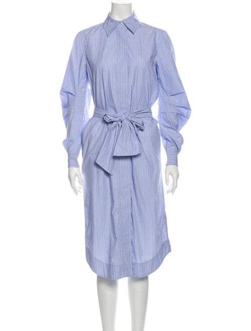 Ganni Striped Midi Length Dress Blue