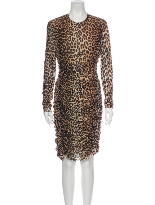 Ganni Animal Print Knee-Length Dress