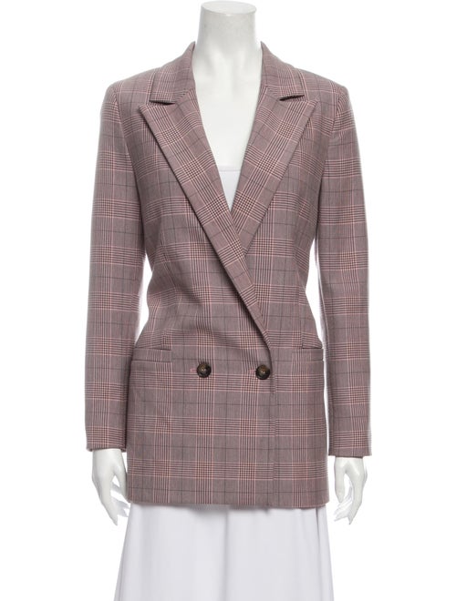 Ganni Plaid Print Blazer Pink