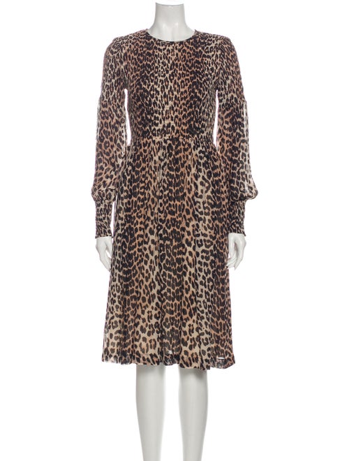 Ganni Animal Print Midi Length Dress