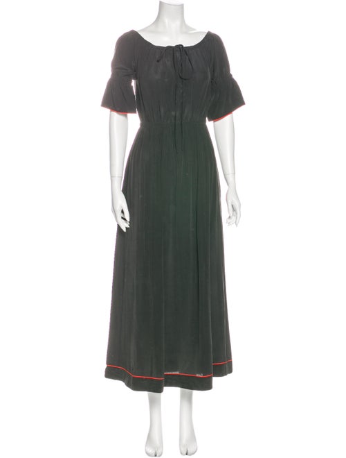 Ganni Silk Midi Length Dress Black
