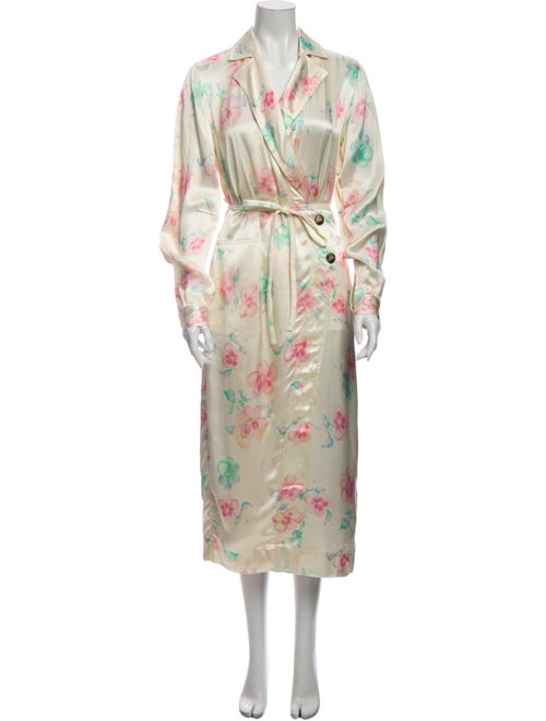 Ganni Floral Print Trench Coat