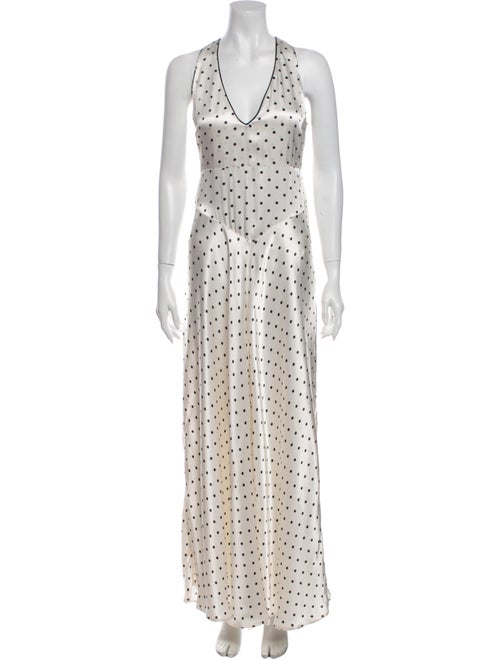 Ganni Polka Dot Print Long Dress White