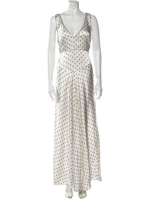 Ganni Polka Dot Print Long Dress White
