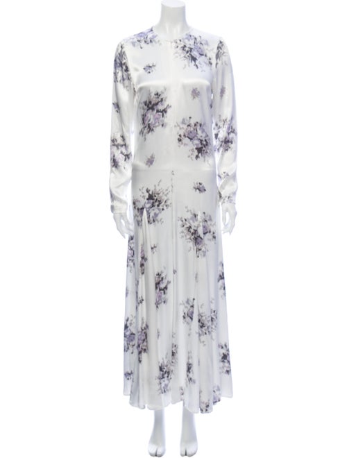 Ganni Floral Print Long Dress White