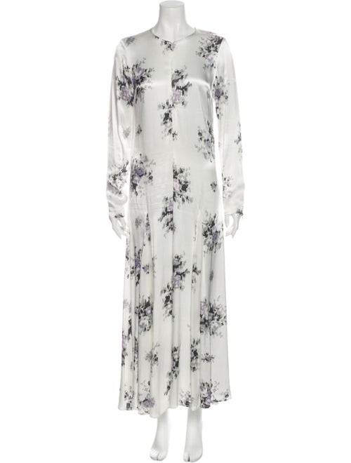 Ganni Floral Print Long Dress White
