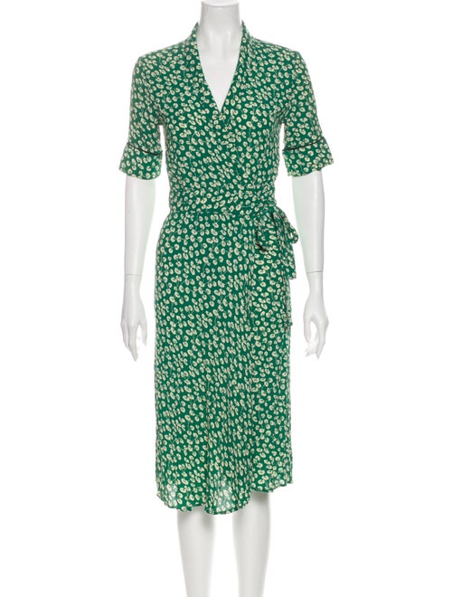 Ganni Printed Midi Length Dress Green