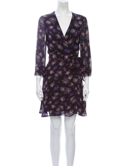 Ganni Floral Print Mini Dress Black