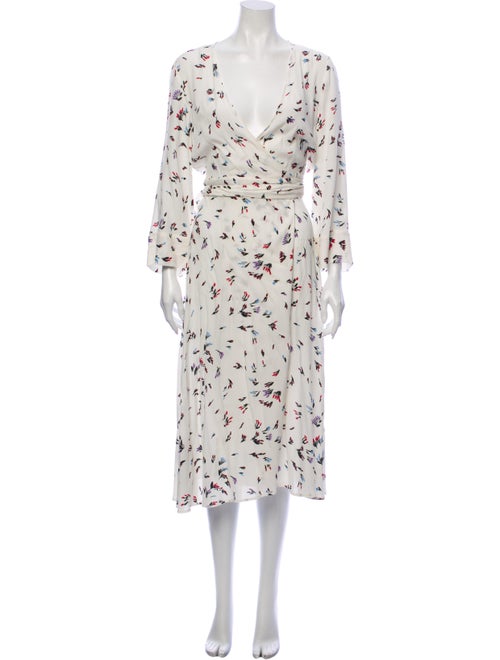 Ganni Printed Midi Length Dress White