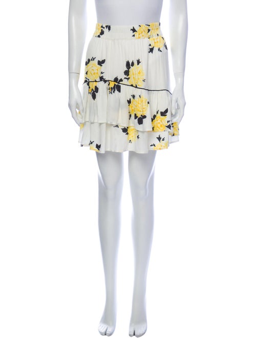 Ganni Floral Print Mini Skirt White