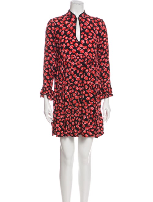 Ganni Floral Print Mini Dress Black