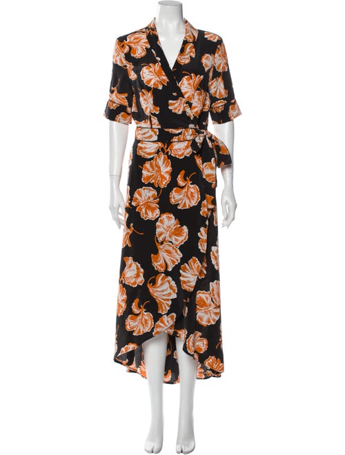 Ganni Silk Long Dress Orange