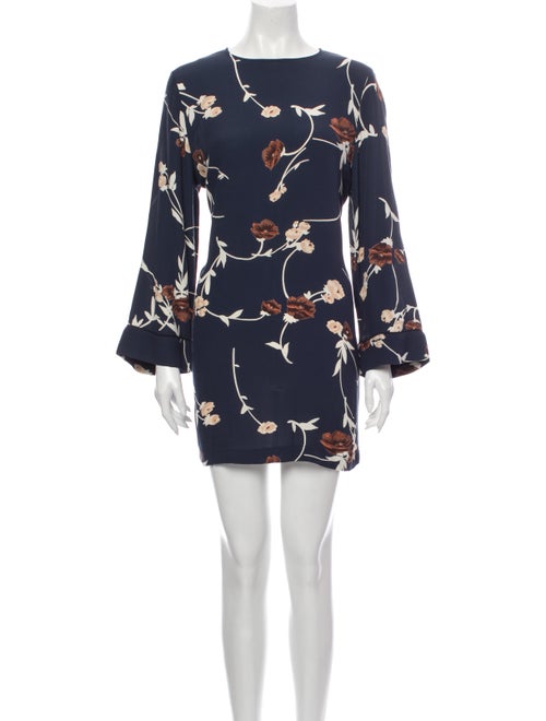 Ganni Floral Print Mini Dress Blue