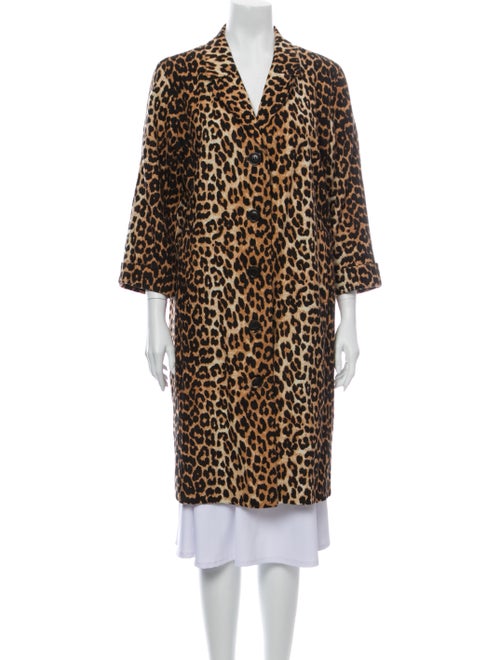 Ganni Animal Print Coat Brown