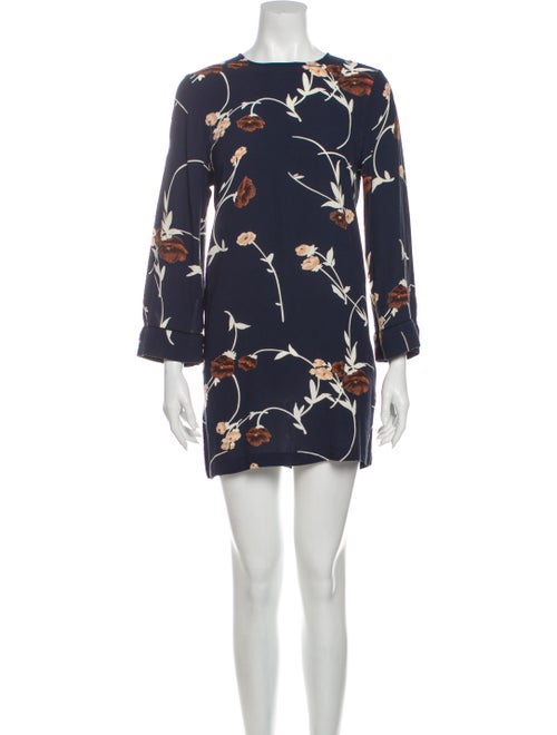 Ganni Floral Print Mini Dress Blue