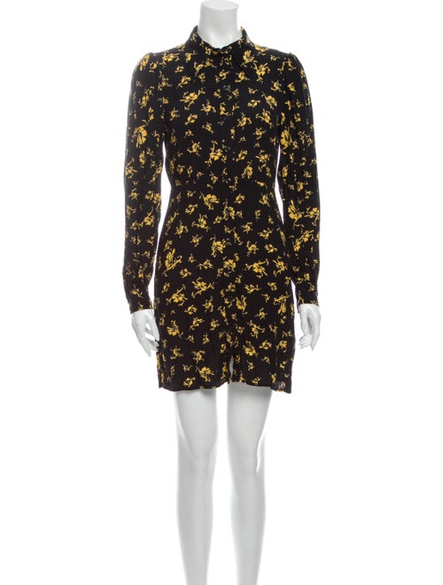Ganni Floral Print Mini Dress Black
