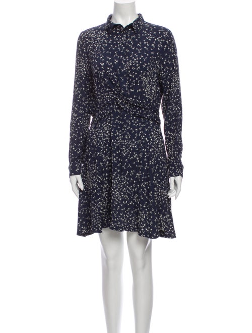 Ganni Floral Print Mini Dress Blue