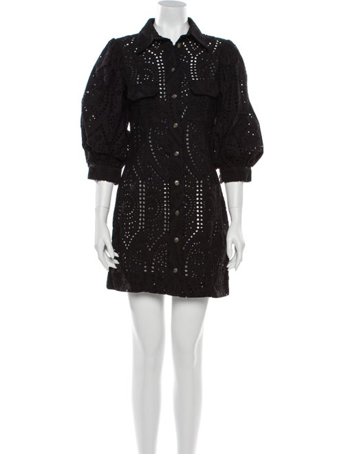 Ganni Lace Pattern Mini Dress Black