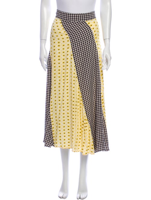 Ganni Printed Midi Length Skirt Yellow