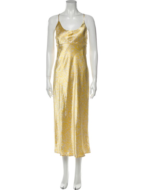 Ganni Scoop Neck Long Dress Yellow