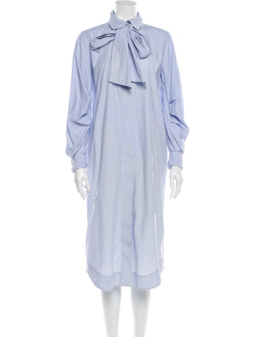 Ganni Striped Midi Length Dress Blue