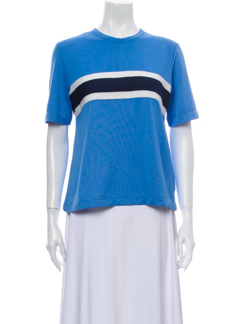 Ganni Striped Crew Neck T-Shirt Blue