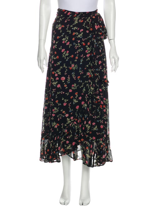 Ganni Floral Print Midi Length Skirt Black