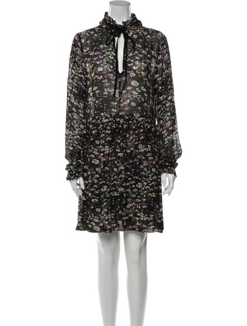 Ganni Floral Print Mini Dress Black