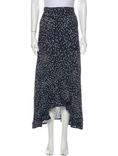 Ganni Floral Print Midi Length Skirt Blue