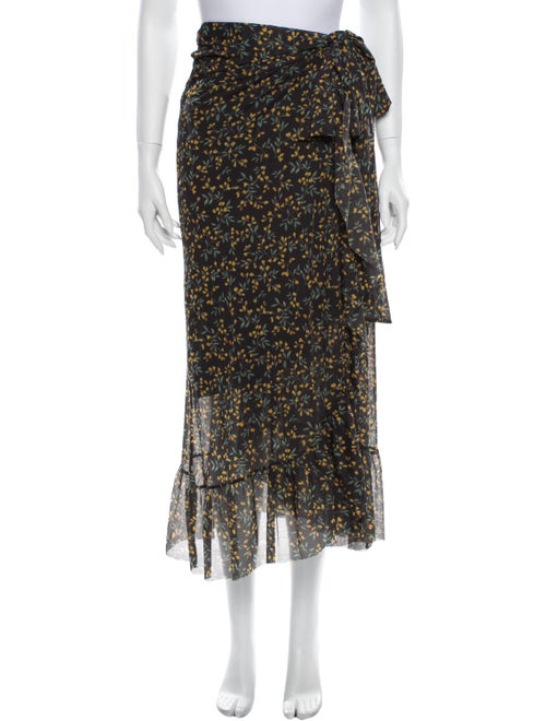 Ganni Floral Print Midi Length Skirt Black