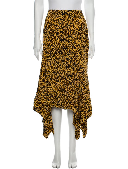 Ganni Floral Print Midi Length Skirt Black
