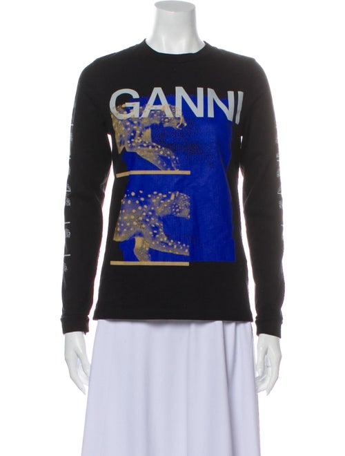 Ganni Graphic Print Crew Neck Sweatshirt Black