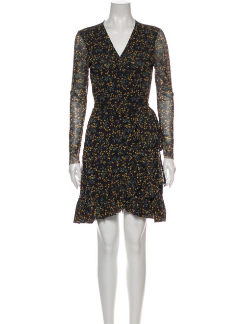 Ganni Floral Print Mini Dress Black