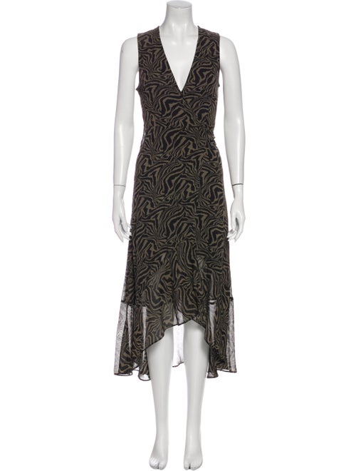 Ganni Printed Long Dress Green