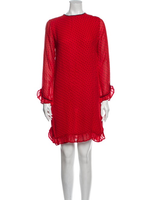 Ganni Polka Dot Print Mini Dress Red