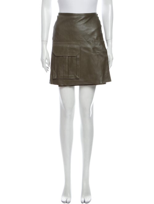 Ganni Lamb Leather Mini Skirt Green